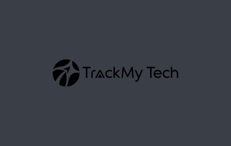 Black TrackMy Tech logo barely visible on a dark grey background