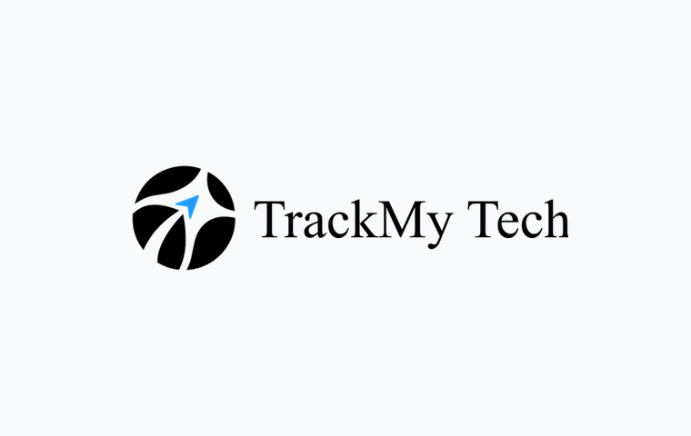 TrackMy Tech wordmark incorrectly re-set in a serif typeface