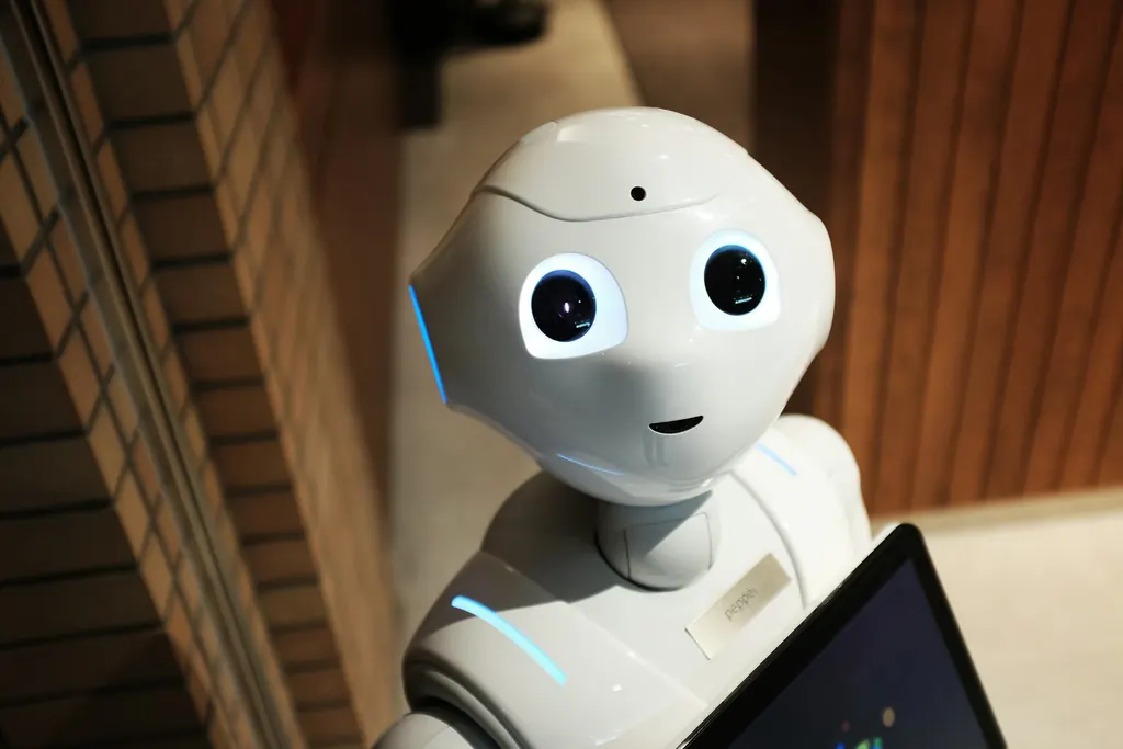 A small white humanoid robot