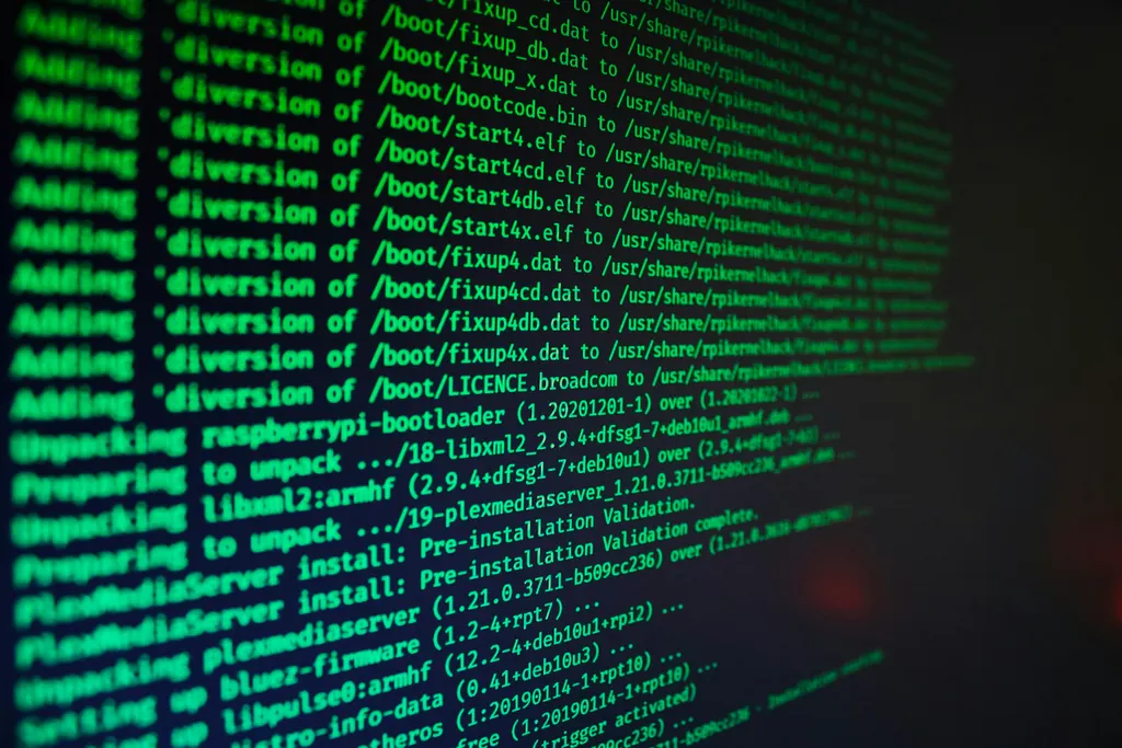 Green text scrolling in a terminal window