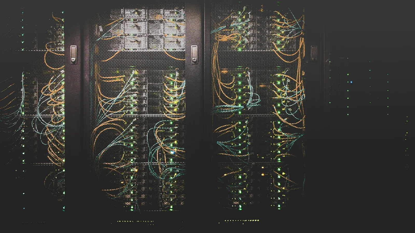 Server racks with network cables in a data centre